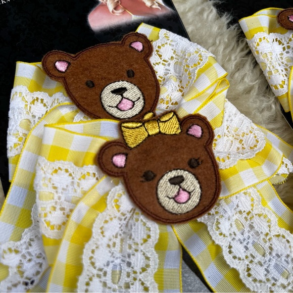 Leg Avenue Goldilocks Yellow Gingham Lace Bear Hair Bows Child or Adult - Picture 3 of 4